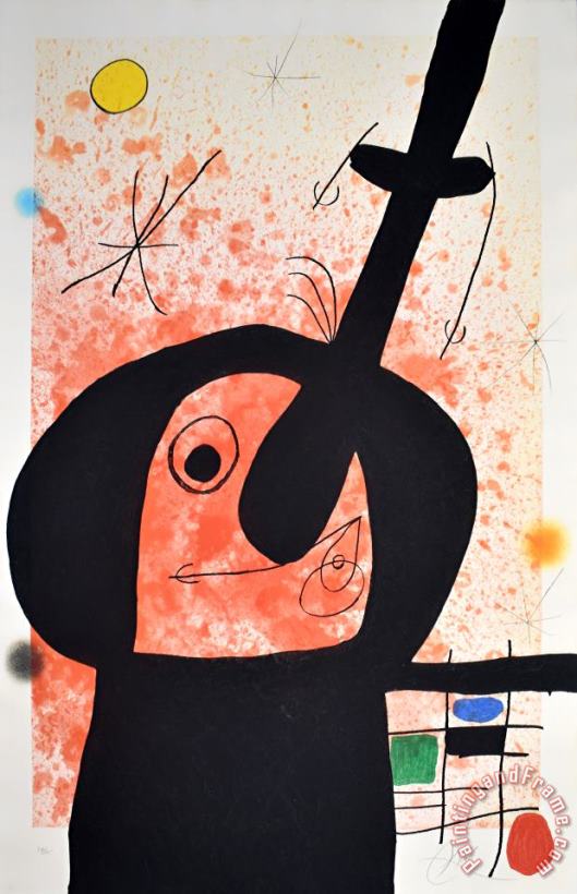 Joan Miro The Great Thinker Le Penseur Puissant, 1969 Art Painting