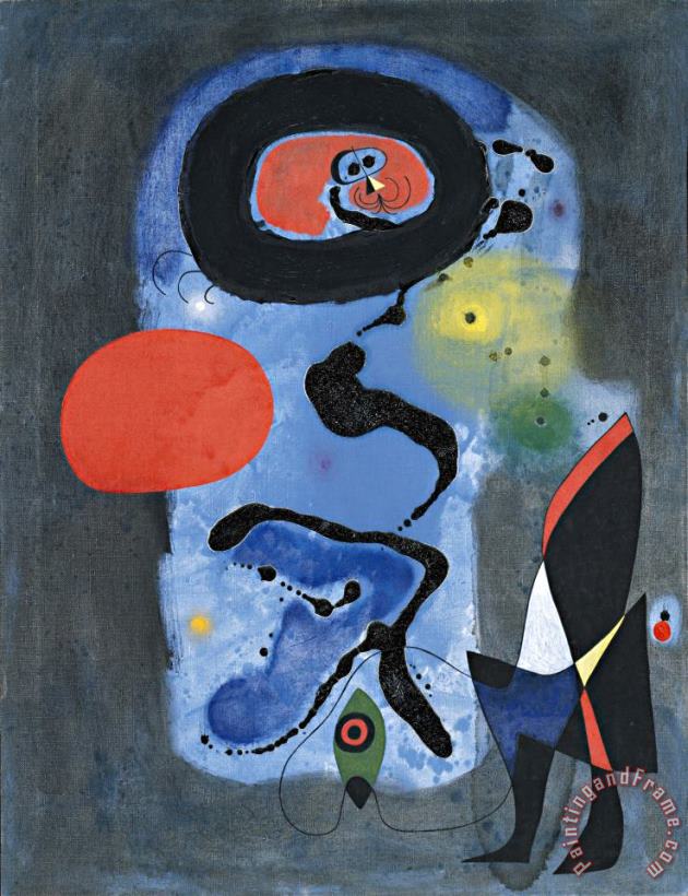 Joan Miro The Red Sun (le Soleil Rouge) Art Painting
