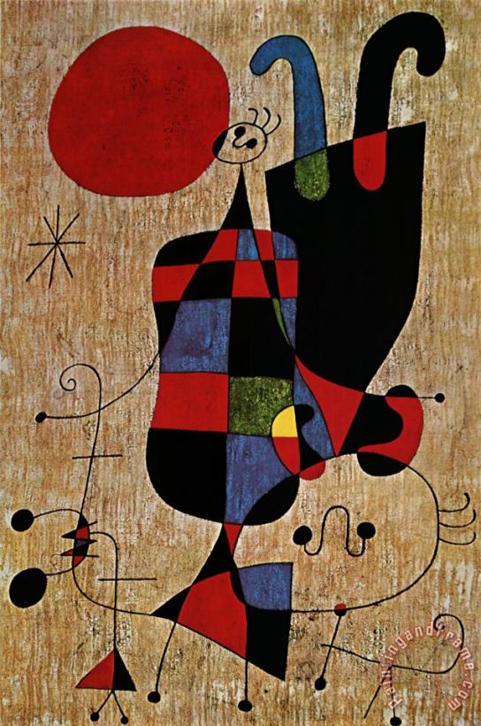 Joan Miro Upside Down Figures Art Painting