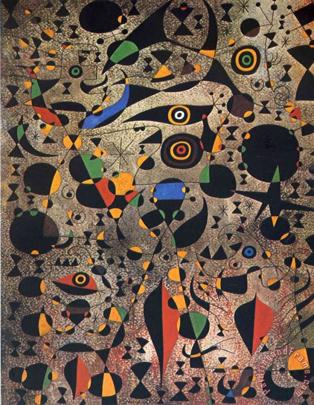 Woman Encircled by The Flight of a Bird painting - Joan Miro Woman Encircled by The Flight of a Bird Art Print