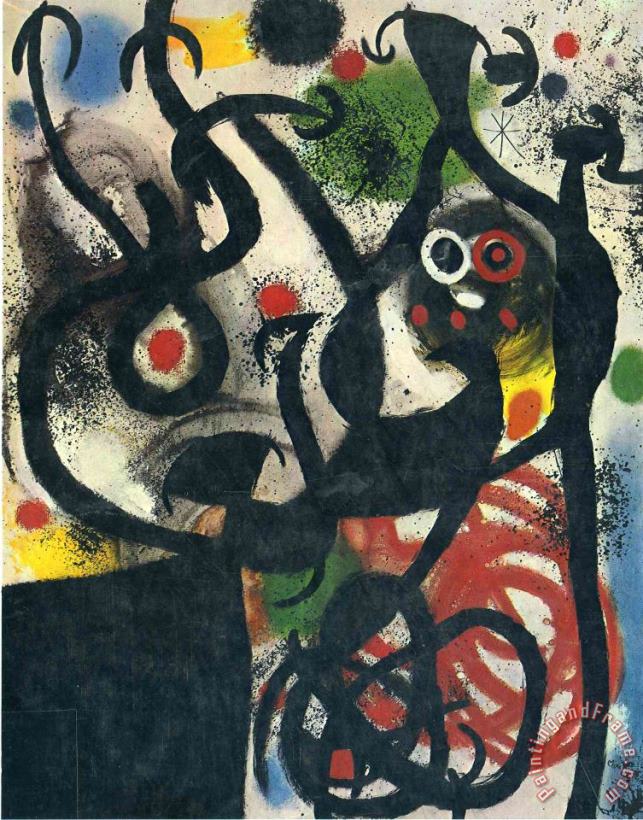 Women And Birds in The Night painting - Joan Miro Women And Birds in The Night Art Print