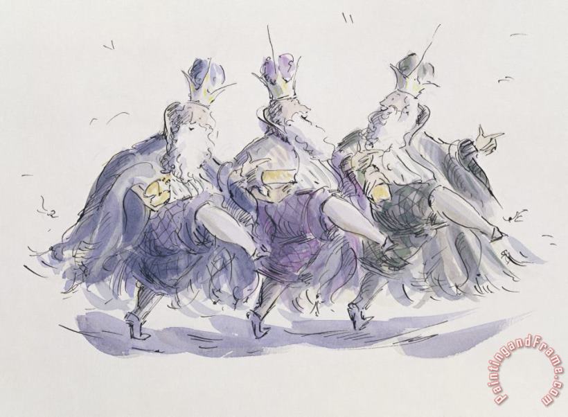 Three Kings Dancing A Jig painting - Joanna Logan Three Kings Dancing A Jig Art Print