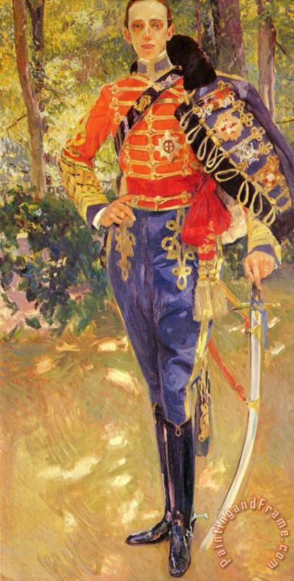 Joaquin Sorolla y Bastida Portrait of King Alfonso XIII in a Hussar's Uniform Art Painting