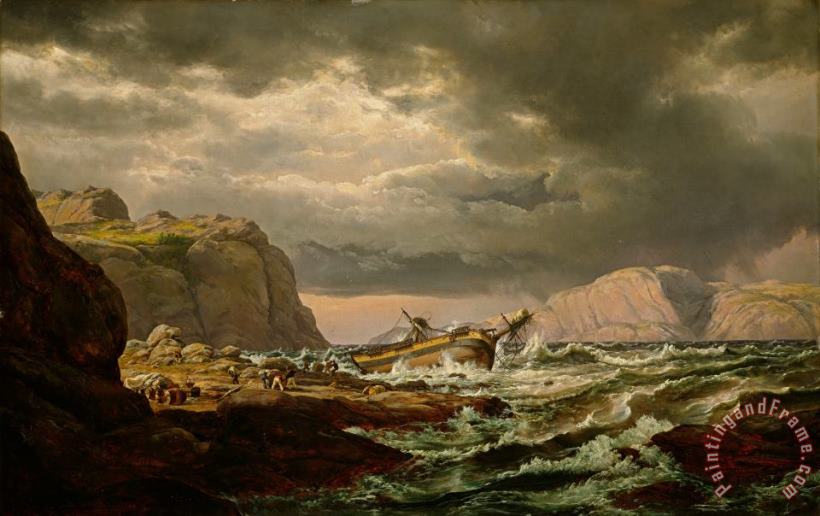 Johan Christian Dahl Shipwreck on The Coast of Norway Art Print