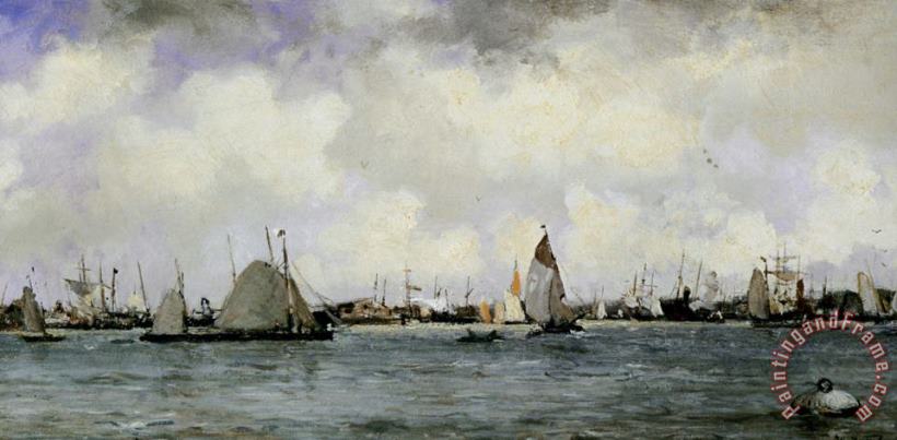 Rotterdamn Harbour painting - Johan Hendrik Van Mastenbroek Rotterdamn Harbour Art Print