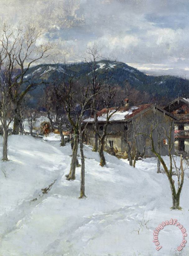 Johann Sperl Winter landscape near Kutterling Art Print