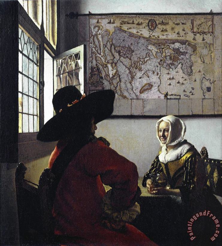 Johannes Vermeer Officer And a Laughing Girl Art Painting