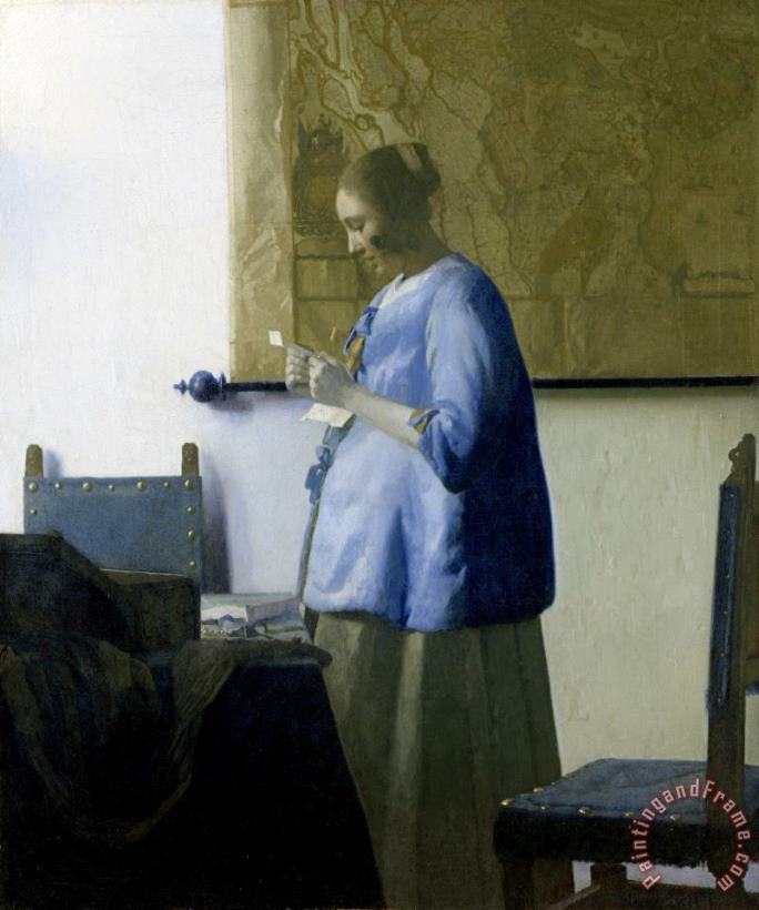 Woman Reading a Letter painting - Johannes Vermeer Woman Reading a Letter Art Print