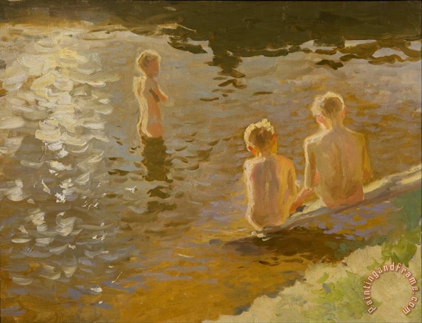 Boys Bathing painting - Johans Valters Boys Bathing Art Print