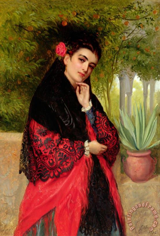 A Spanish Beauty painting - John-Bagnold Burgess A Spanish Beauty Art Print