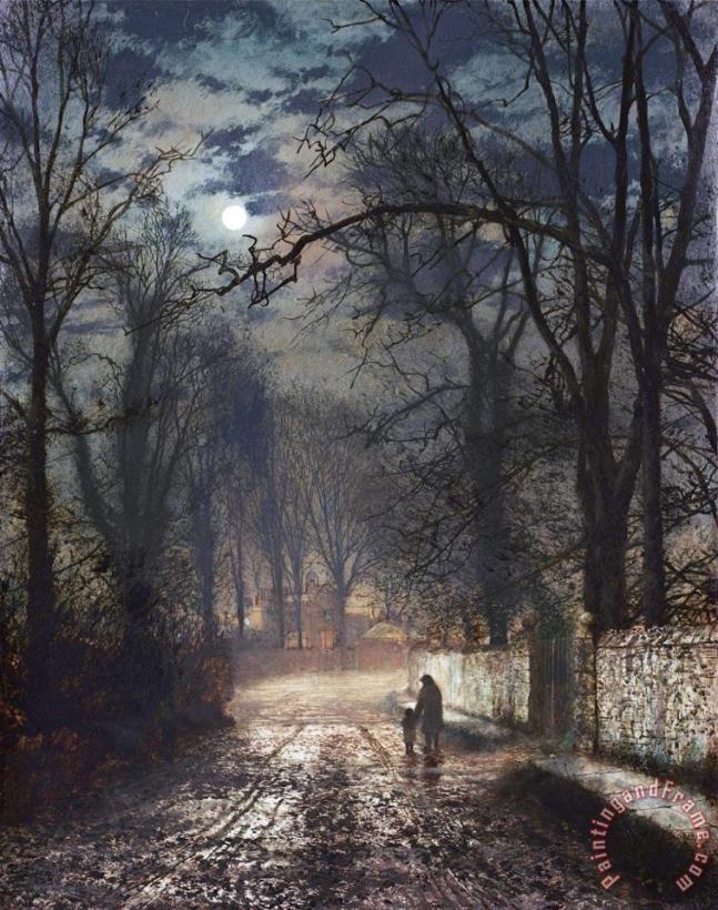 John Atkinson Grimshaw A Moonlit Lane Art Painting