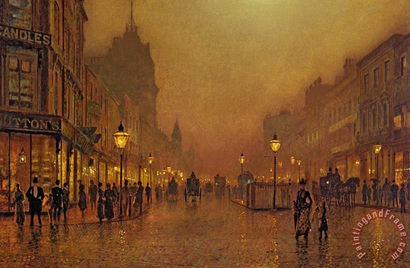 John Atkinson Grimshaw A Street at Night Art Painting