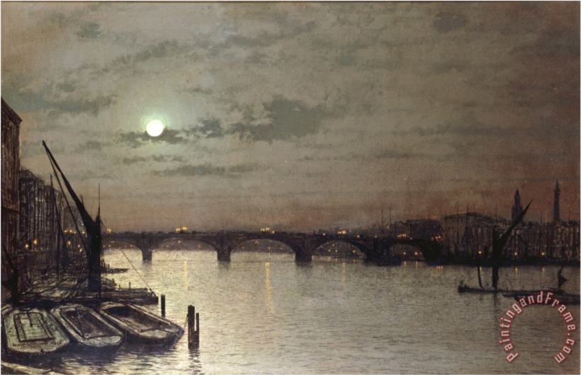 London Bridge 1883 painting - John Atkinson Grimshaw London Bridge 1883 Art Print