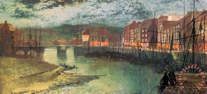 Whitby Docks painting - John Atkinson Grimshaw Whitby Docks Art Print