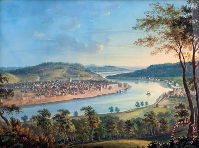 View of Cincinnati From Covington painting - John Caspar Wild View of Cincinnati From Covington Art Print