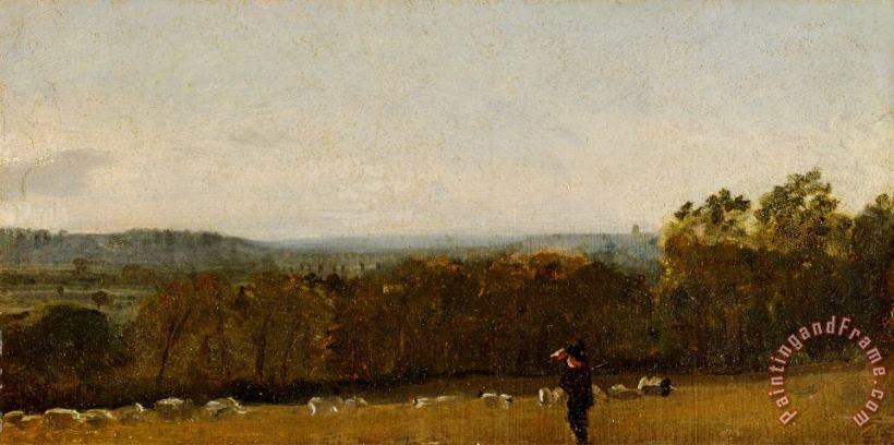 John Constable A Shepherd in a Landscape Looking Across Dedham Vale Towards Langham Art Painting