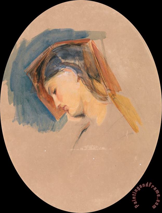 John Frederick Lewis Head of a Young Woman Art Print