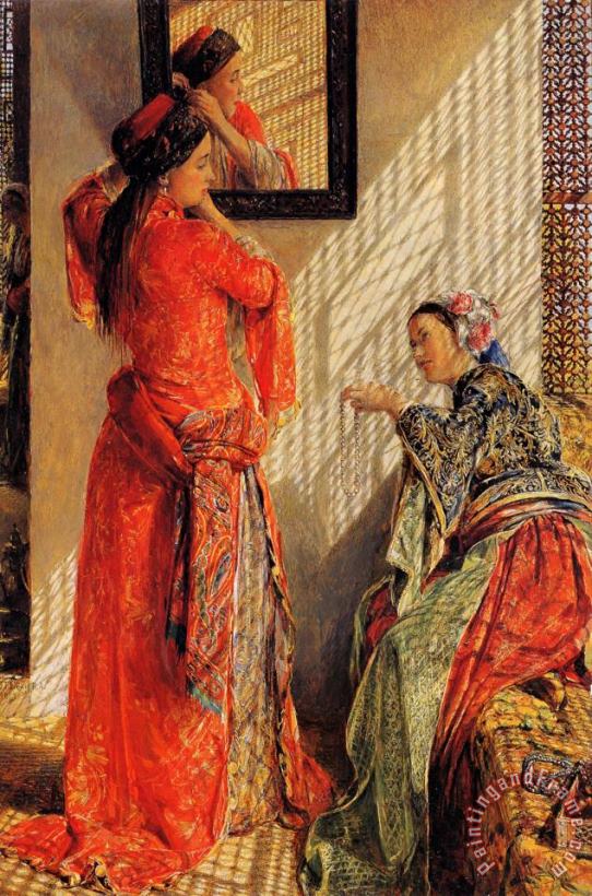 Indoor Gossip, Cairo painting - John Frederick Lewis Indoor Gossip, Cairo Art Print