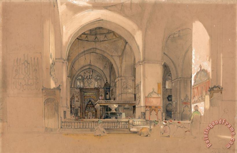 John Frederick Lewis Interior of The Great Mosque, (ulucami) Bursa, Turkey Art Print