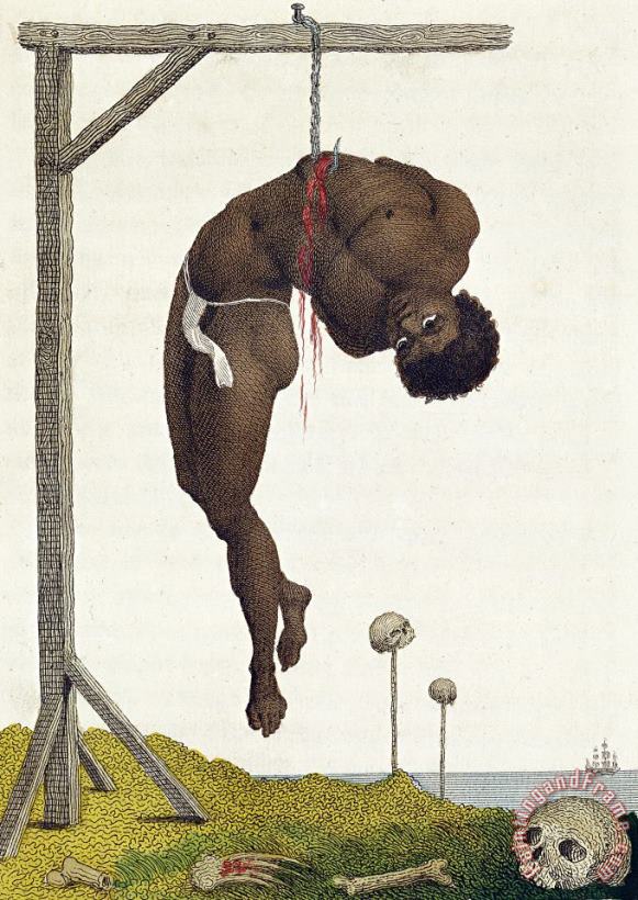John Gabriel Stedman A Slave Hung Alive By The Ribs To A Gallows Art Print