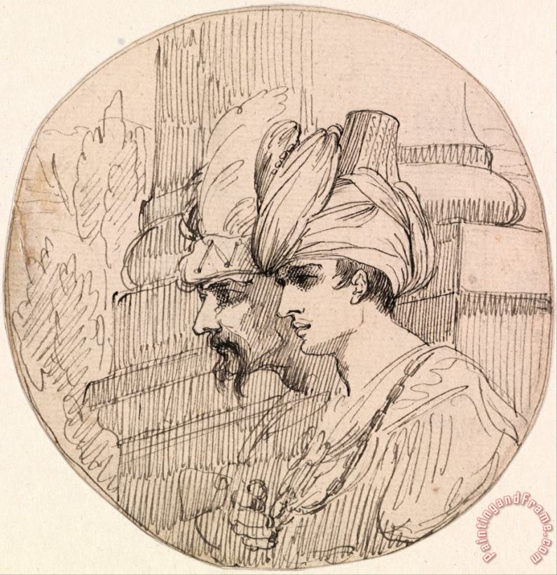 John Hamilton Mortimer Two Heads in a Roundel Art Print