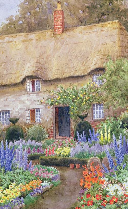 John Henry Garlick A Cottage Garden in Full Bloom Art Painting