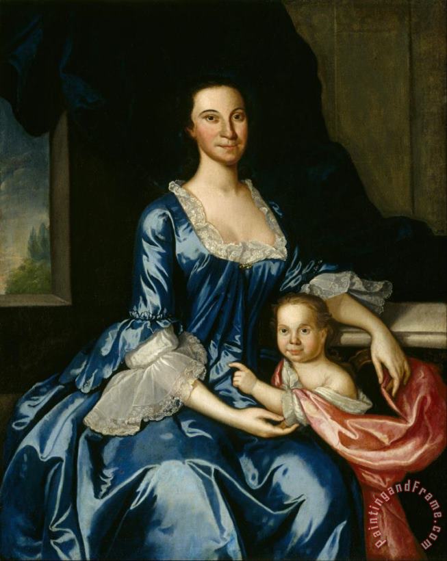 Portrait of Mrs. Matthew Tilghman And Her Daughter, Anna Maria painting - John Hesselius Portrait of Mrs. Matthew Tilghman And Her Daughter, Anna Maria Art Print