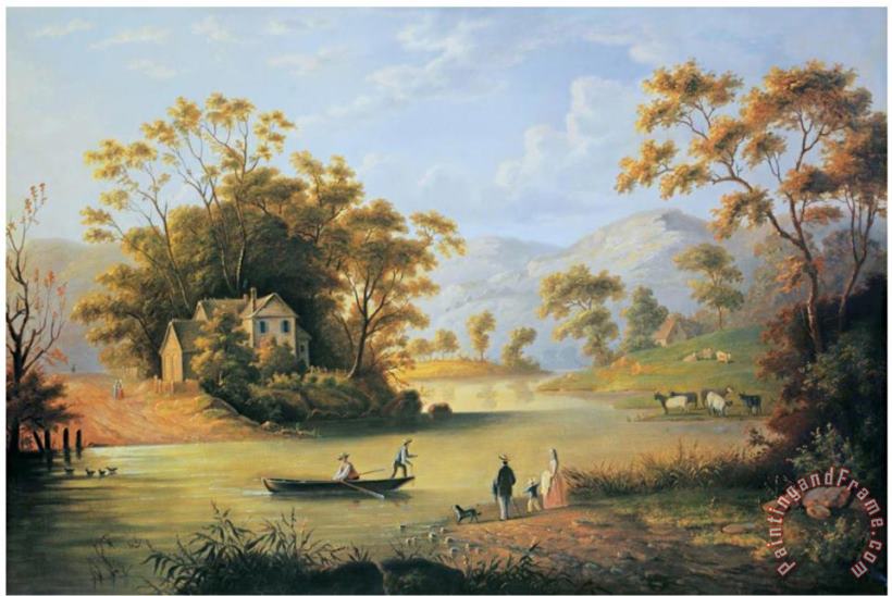 John James Audubon John Woodhouse Audubon Boating on The Hudson Art Painting