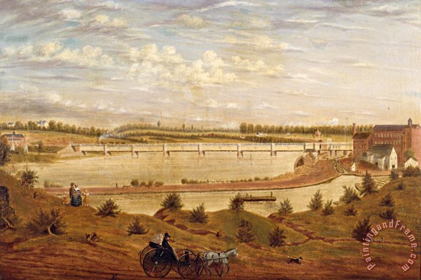 John Jesse Barker View of The New Brunswick Railroad Bridge Art Painting