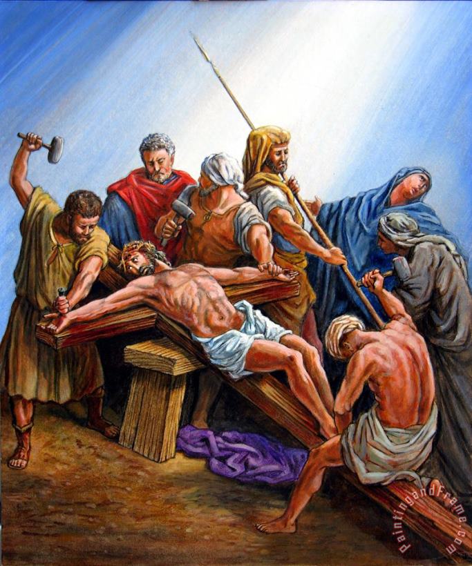 Jesus Nailed to the Cross painting - John Lautermilch Jesus Nailed to the Cross Art Print