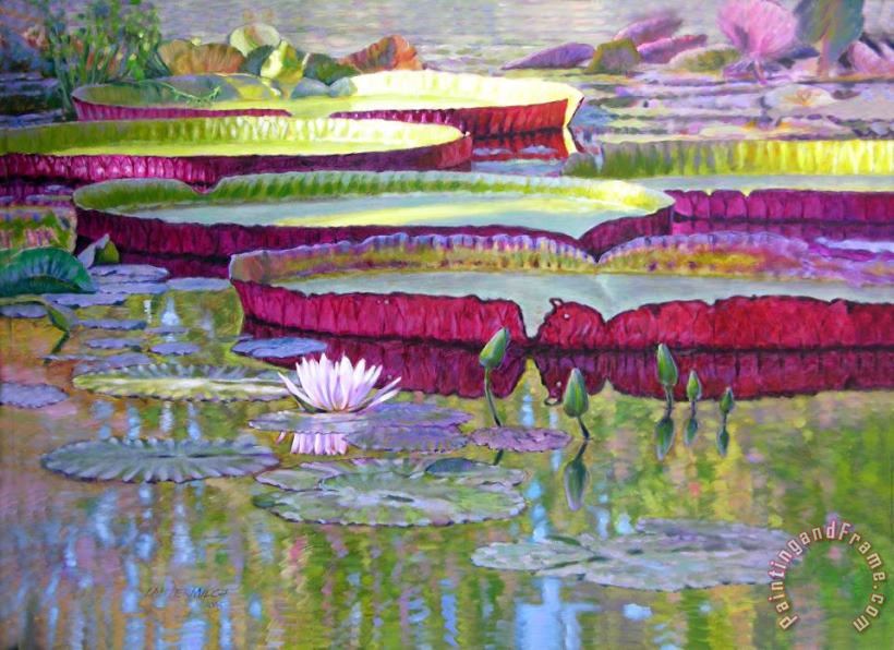 John Lautermilch Sunlight on Lily Pads Art Painting