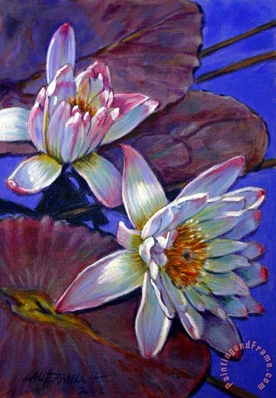 John Lautermilch Two Pink Water Lilies Art Print