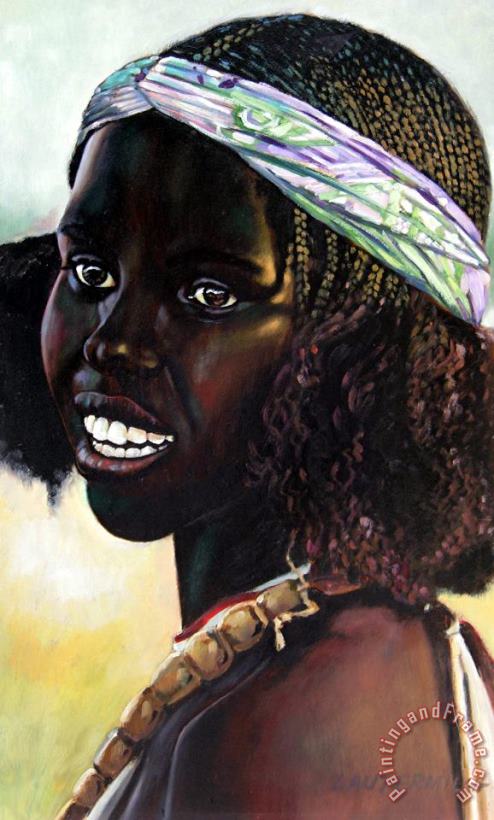 John Lautermilch Young Black African Girl Art Painting