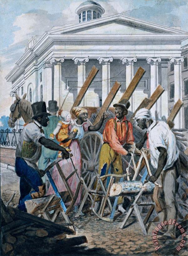 John Lewis Krimmel Black Sawyers Working in Front of The Bank of Pennsylvania Art Painting