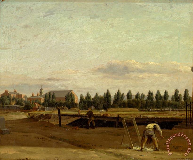 John Seguier Excavating The Regent's Canal, with a View of Marylebone Chapel Art Print