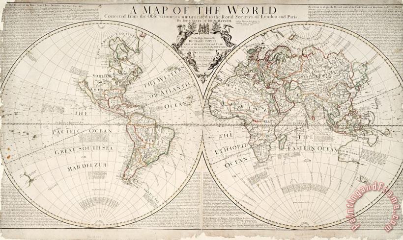 John Senex A Map of the World Art Painting