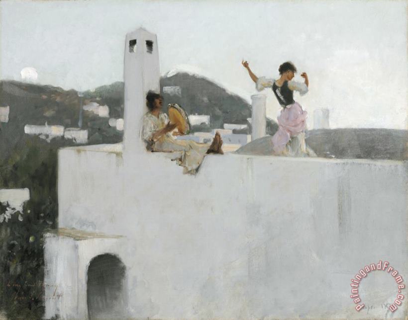 John Singer Sargent Capri Girl on a Rooftop Art Painting