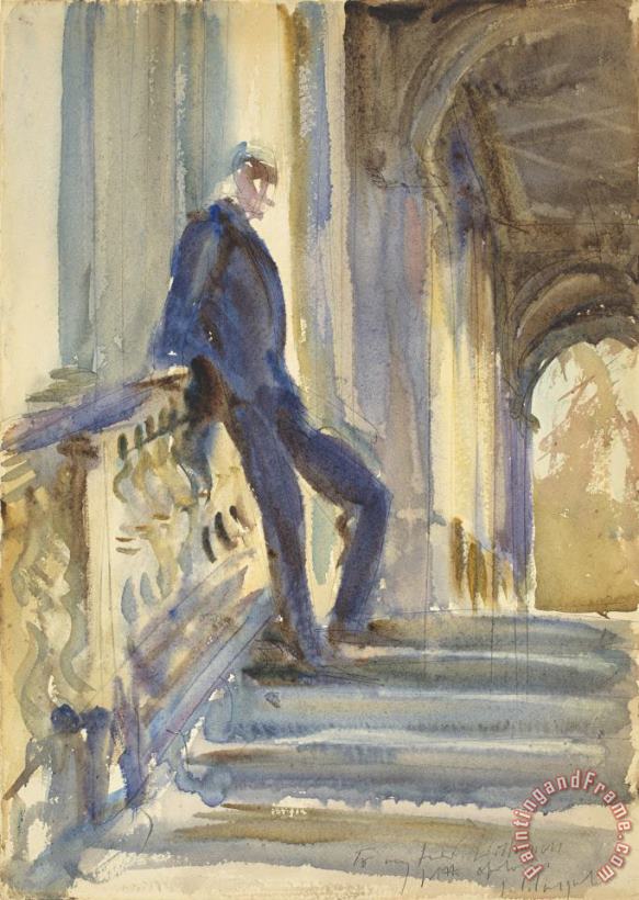 John Singer Sargent Sir Neville Wilkenson on The Steps of a Venetian Palazzo Art Print
