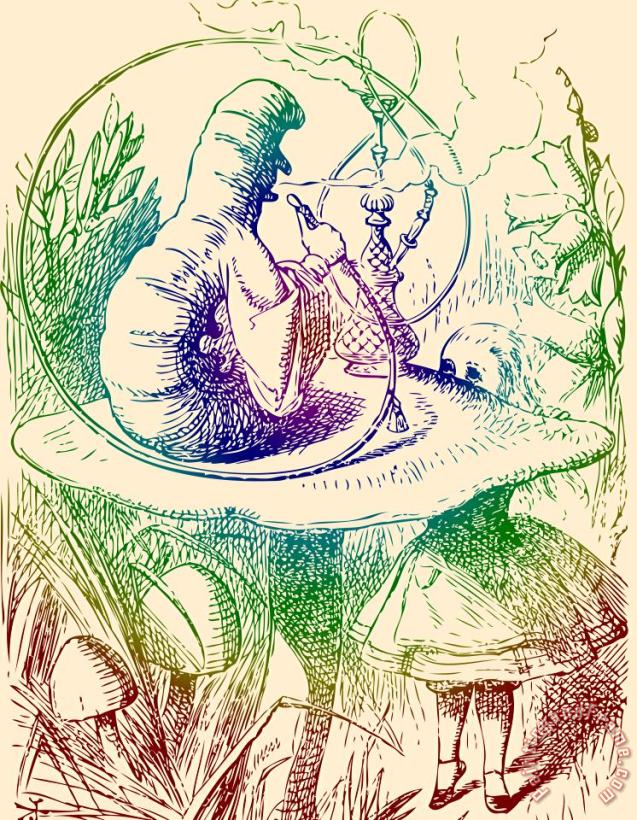John Tenniel Smoking Caterpillar Alice In Wonderland Art Painting