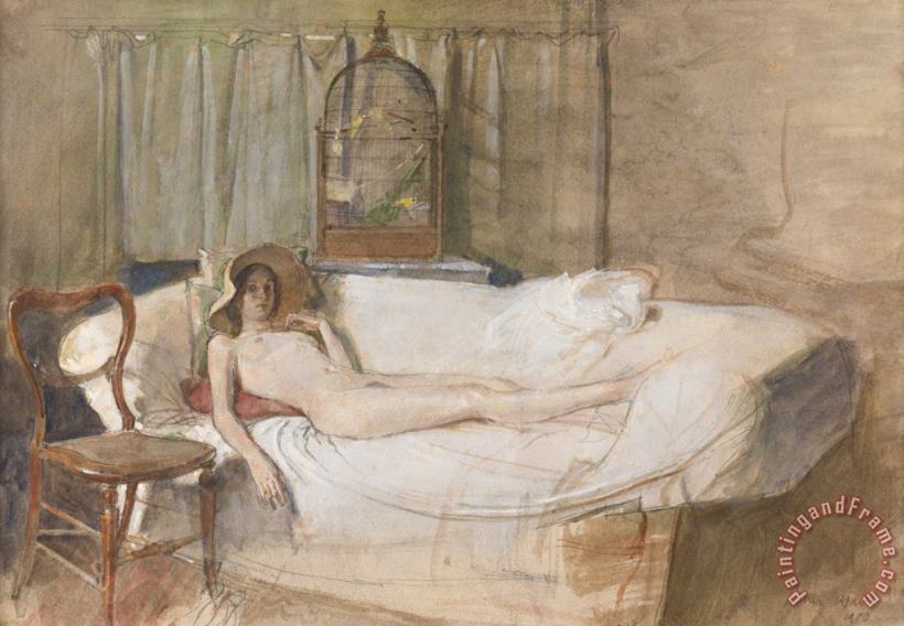 John Ward Nude on a Sofa Art Print