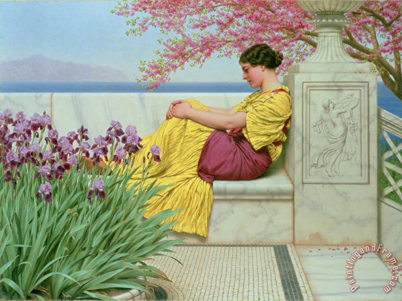 John William Godward Under the Blossom that Hangs on the Bough Art Painting