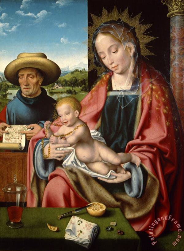The Holy Family painting - Joos van Cleve The Holy Family Art Print