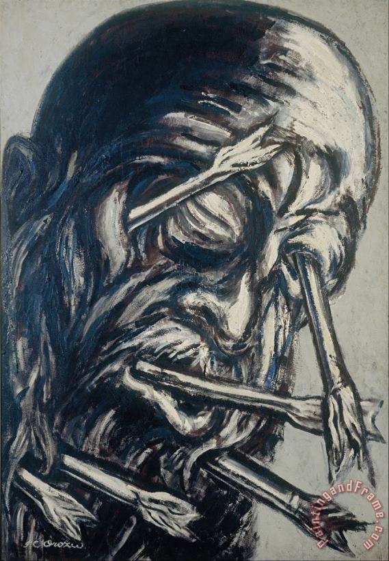Head Pierced with Arrows, From The Los Teules Series painting - Jose Clemente Orozco Head Pierced with Arrows, From The Los Teules Series Art Print