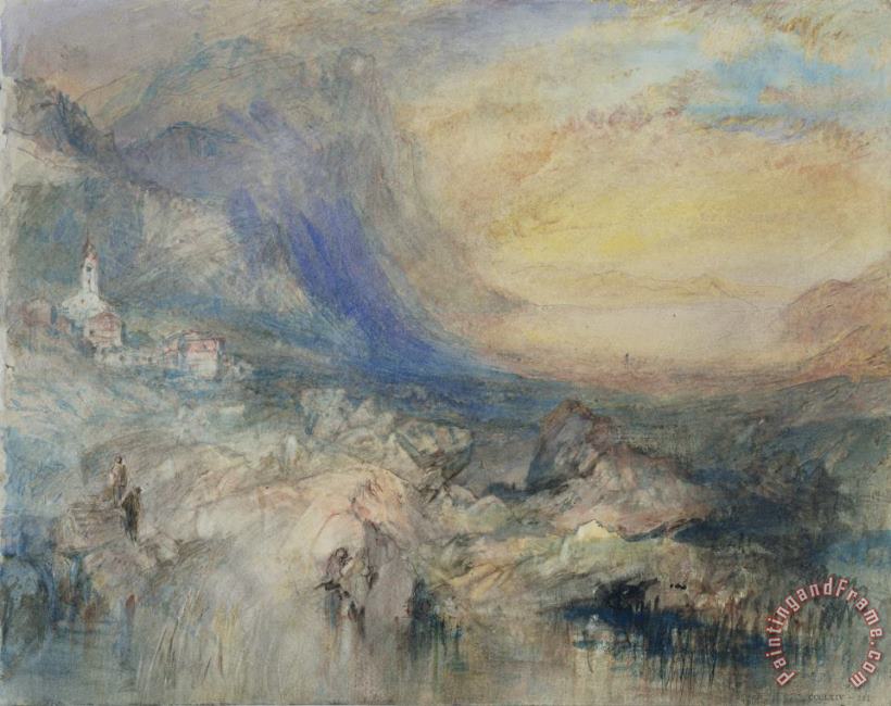 Goldau, with The Lake of Zug in The Distance: Sample Study painting - Joseph Mallord William Turner Goldau, with The Lake of Zug in The Distance: Sample Study Art Print