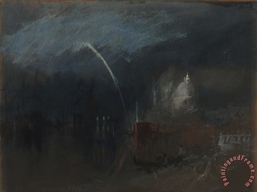 Joseph Mallord William Turner Venice: Santa Maria Della Salute, Night Scene with Rockets Art Print