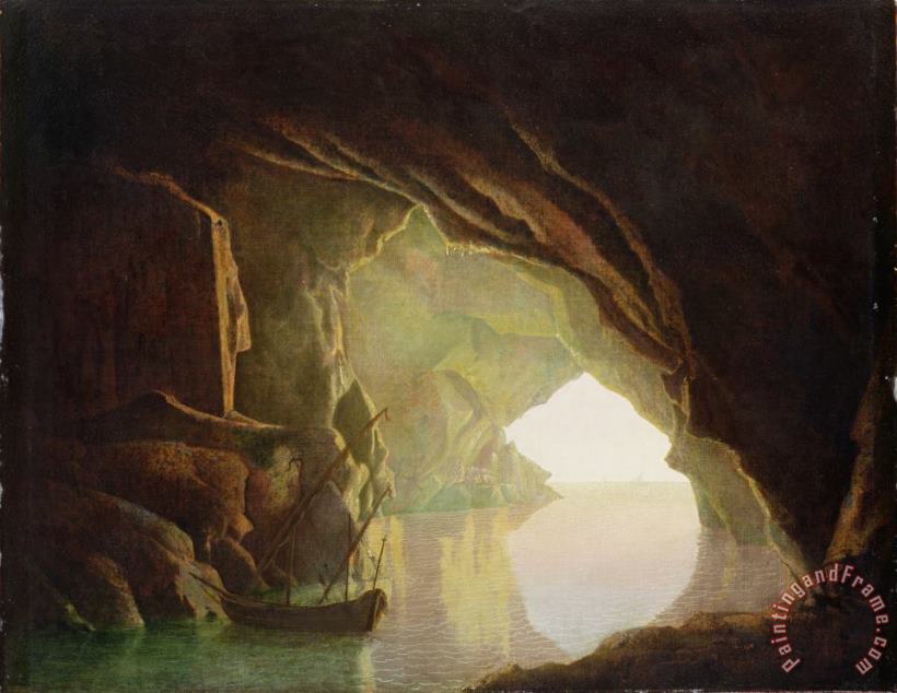  A Grotto in the Gulf of Salerno - Sunset painting - Joseph Wright of Derby  A Grotto in the Gulf of Salerno - Sunset Art Print