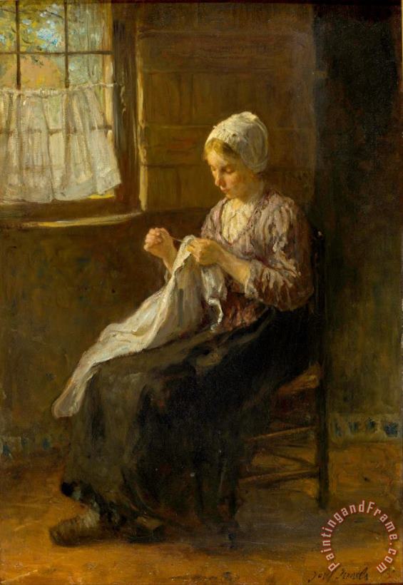 Jozef Israels The Young Seamstress painting - The Young Seamstress
