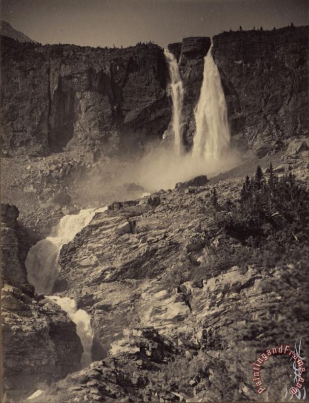 Jr. George B. Vaux Twin Falls, Yoho Valley, 100 Ft. High, Mar Field, British Columbia. Art Print
