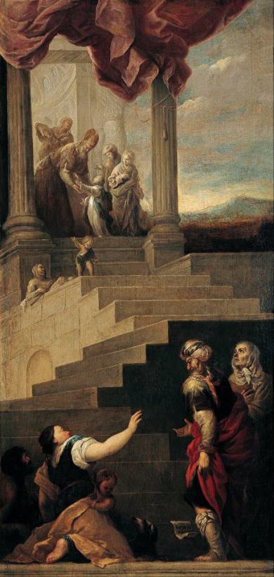Introduction of The Virgin in The Temple painting - Juan de Sevilla Introduction of The Virgin in The Temple Art Print