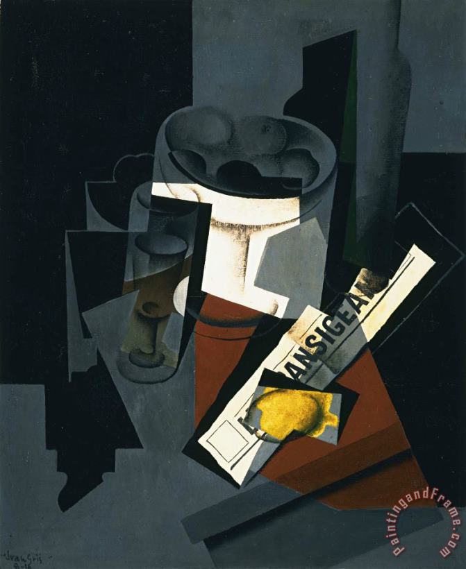 Still Life with Newspaper painting - Juan Gris Still Life with Newspaper Art Print
